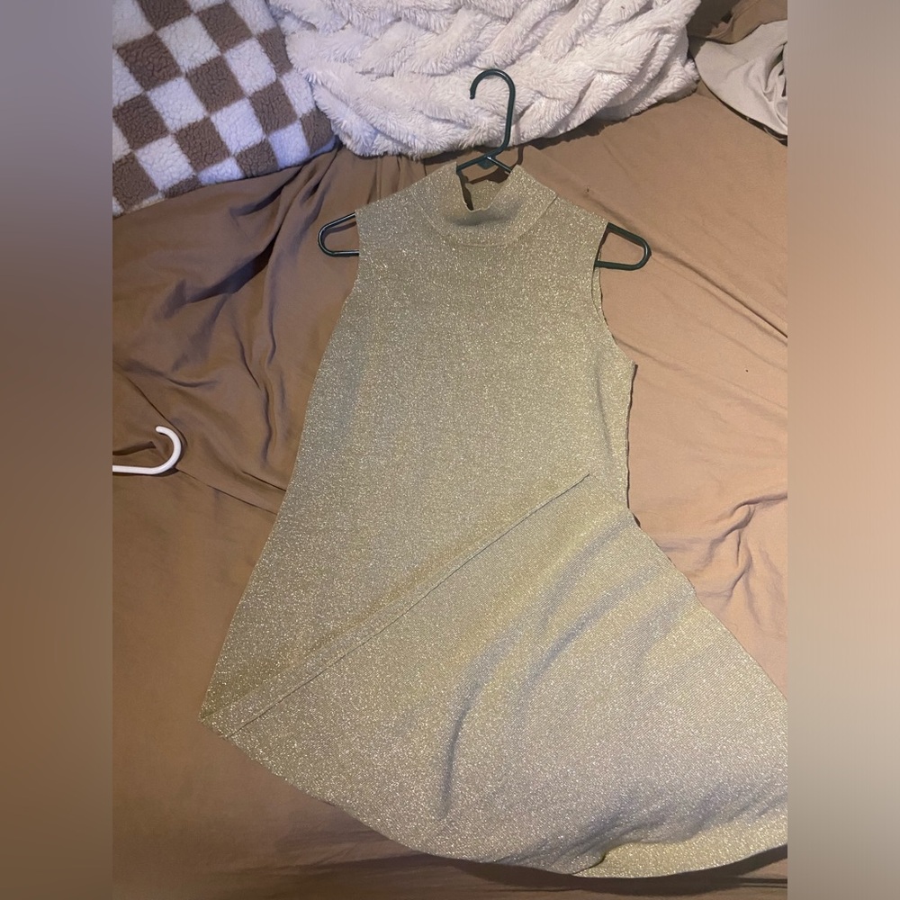 Glittery mock neck maxi dress